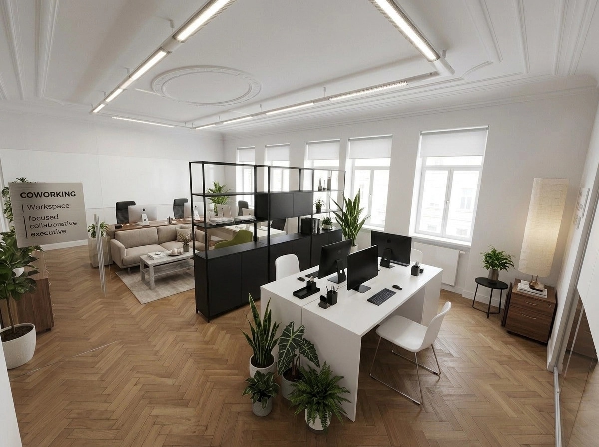 Interior design in Minimalism style — coworking by GenRoom AI