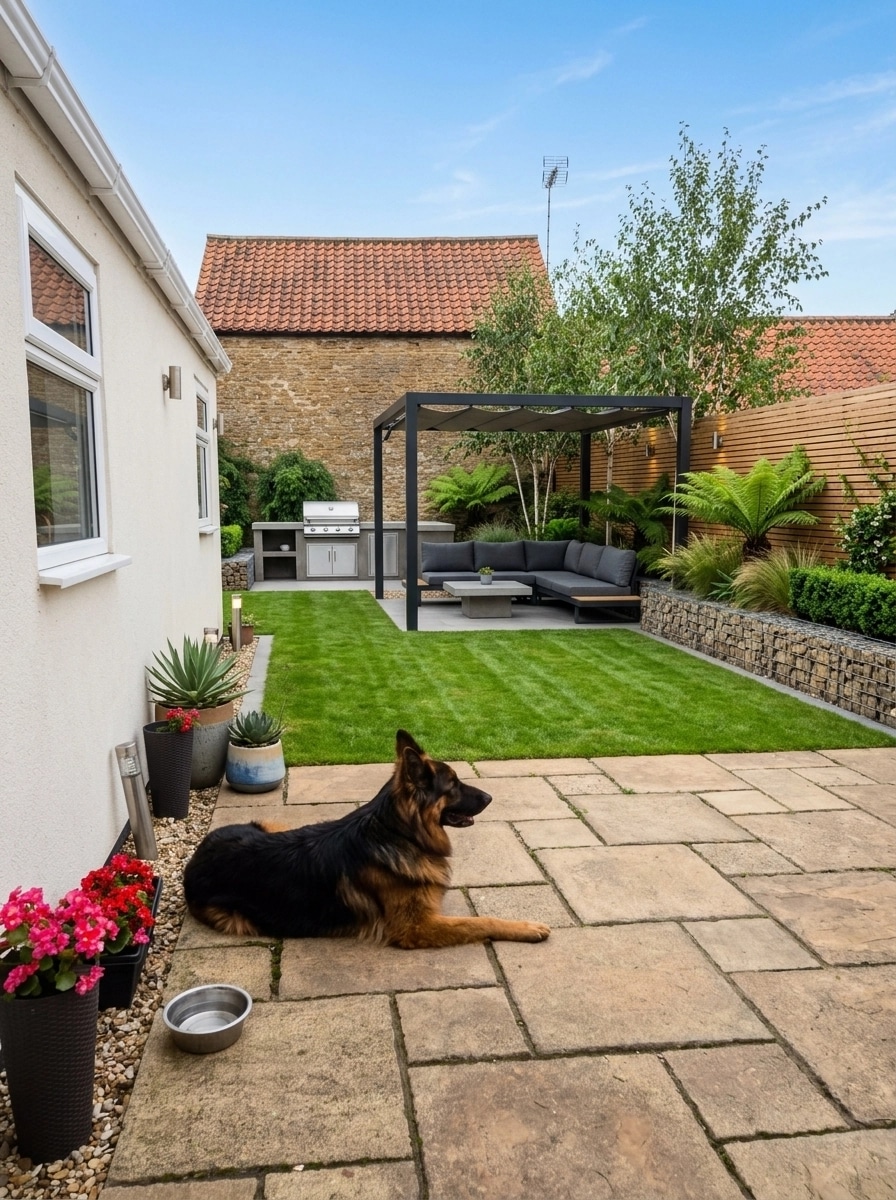 Design paisagístico em estilo Contemporary Yard — Jardim por GenRoom AI