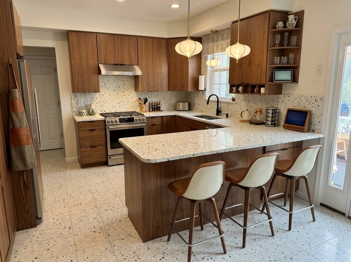 Interior design in Mid-Century Modern style — Kitchen by GenRoom AI