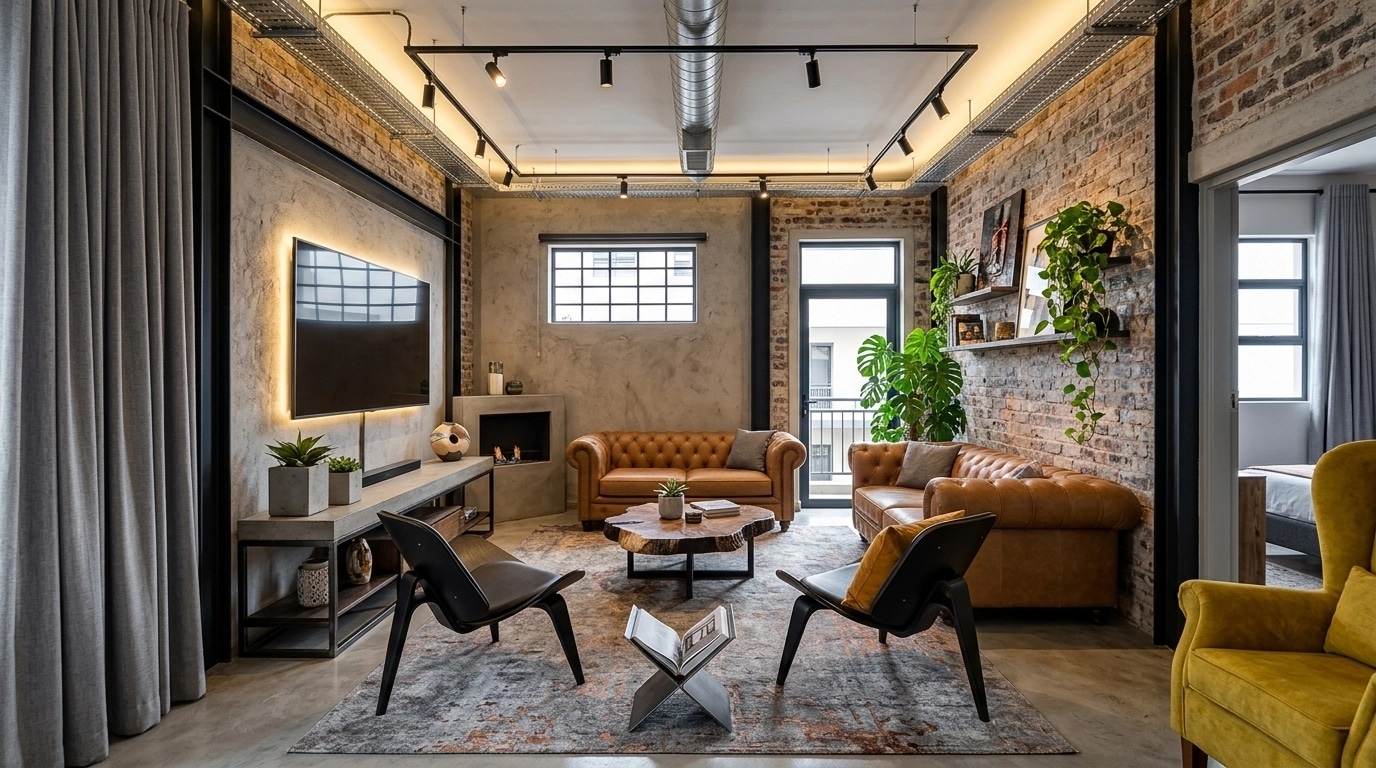Interior design in Loft / Industrial style — Living Room by GenRoom AI
