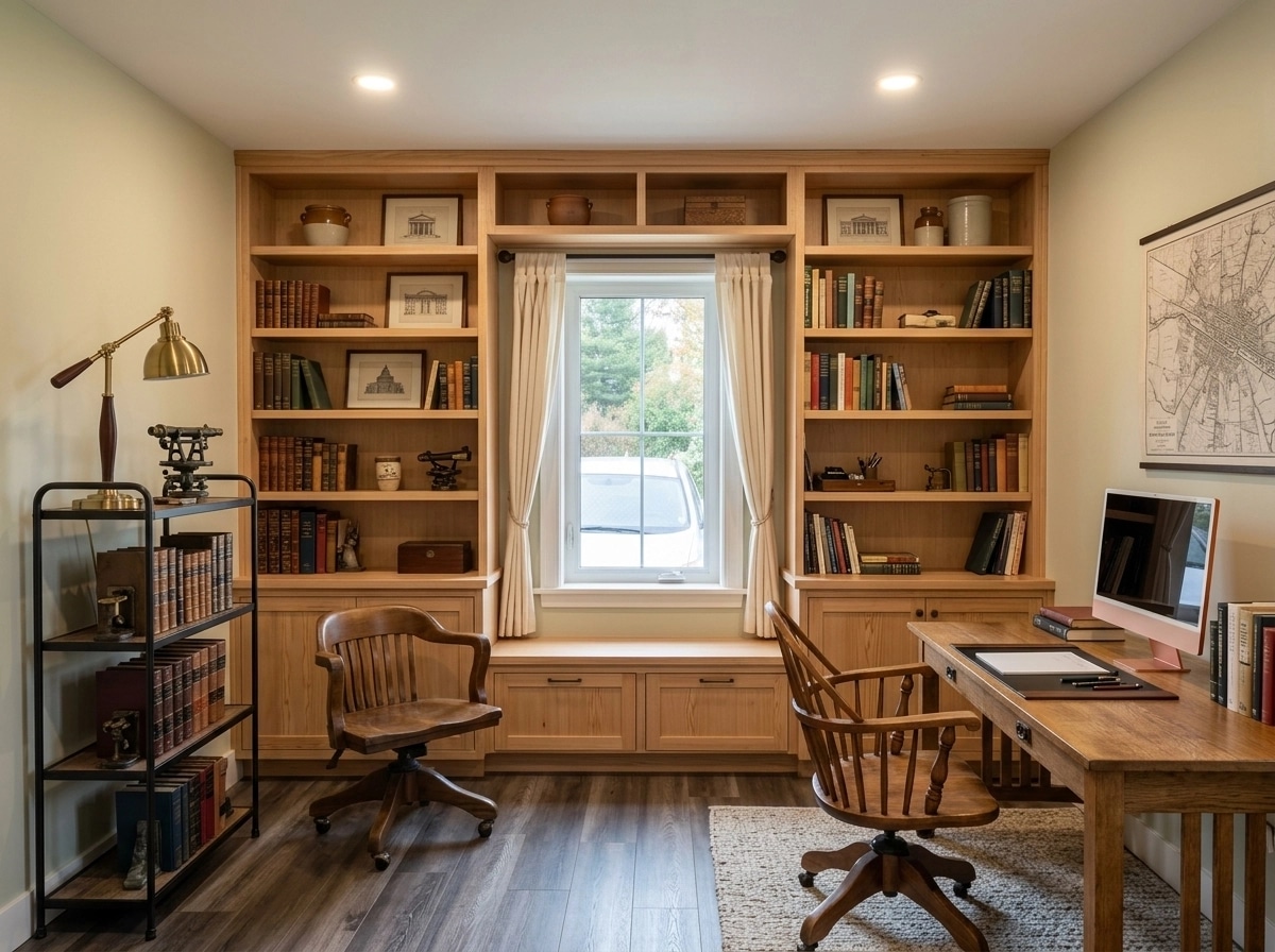 Office interior in Modern Farmhouse style — photo by GenRoom AI