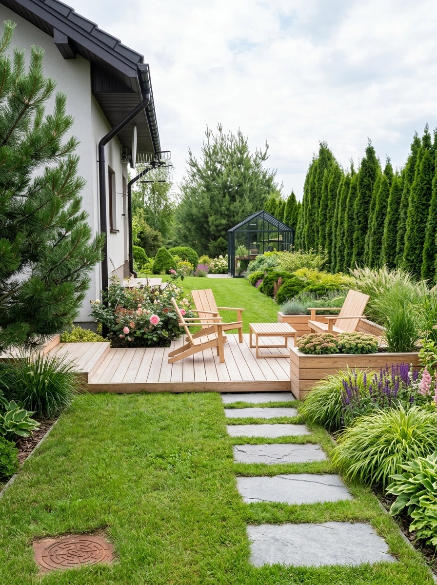 Landscape design in Scandinavian Garden style — Yard by GenRoom AI