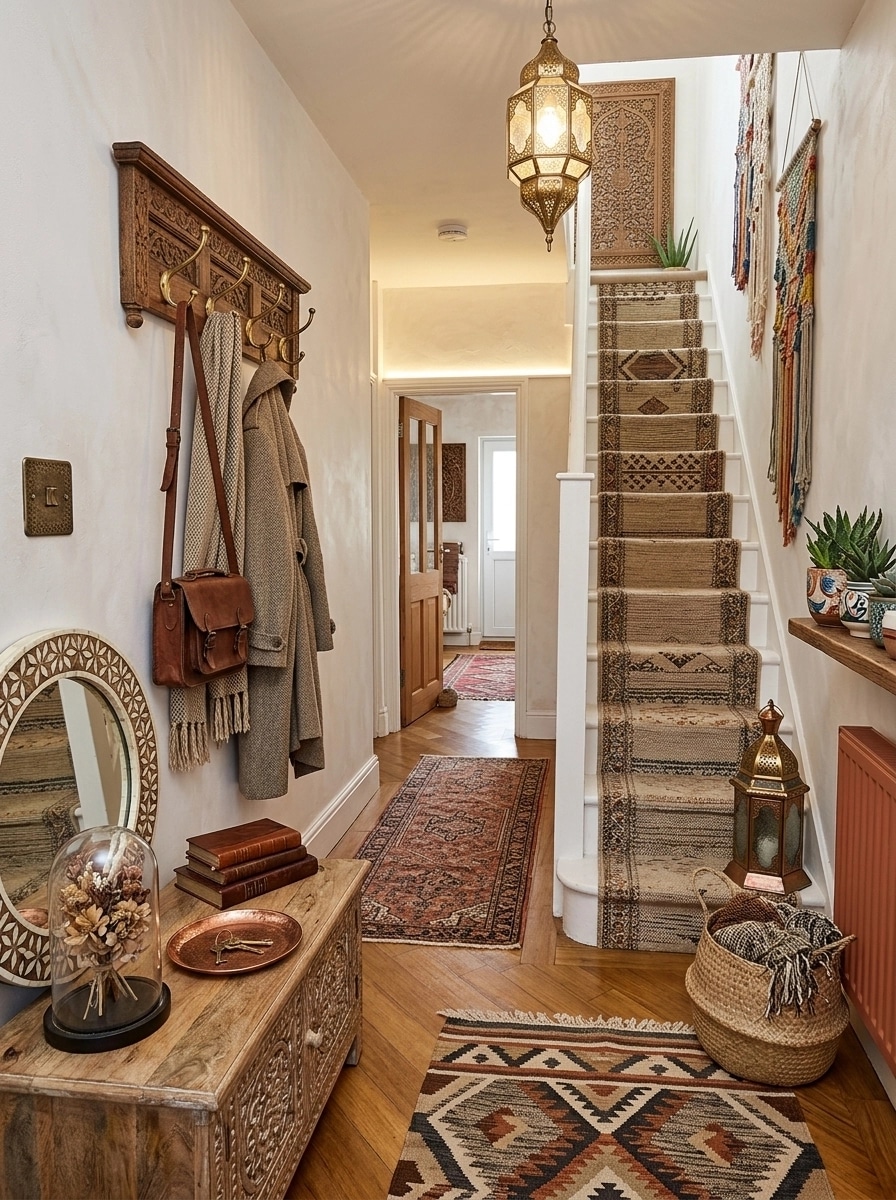 Hallway interior in Bohemian style — photo by GenRoom AI