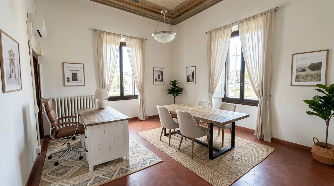 Office interior in Modern Farmhouse style — photo by GenRoom AI