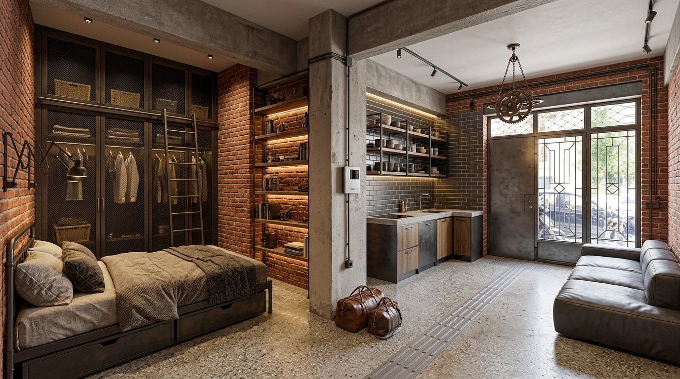 Interior design in Loft / Industrial style — studio by GenRoom AI