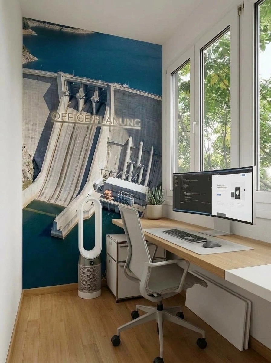Office interior in Minimalism style — photo by GenRoom AI