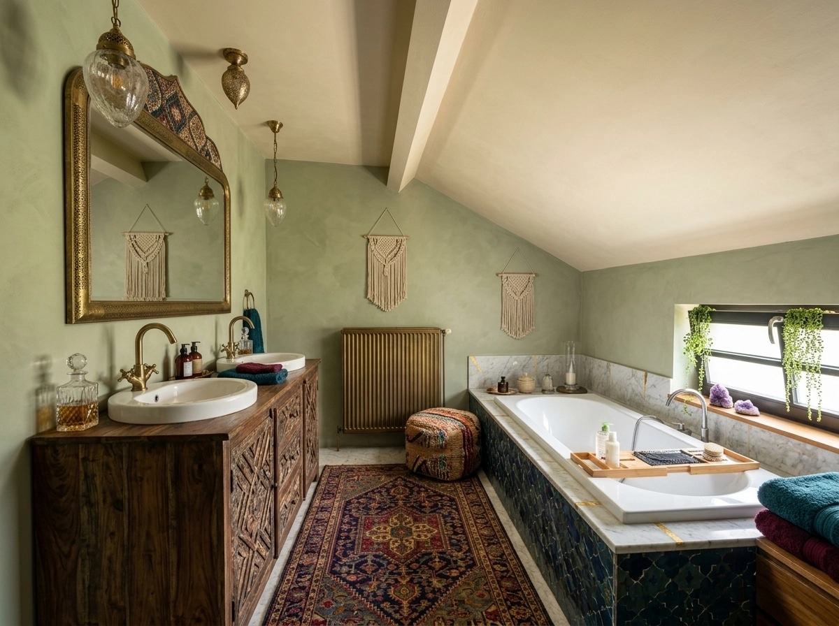 Interior design in Bohemian style — Bathroom by GenRoom AI