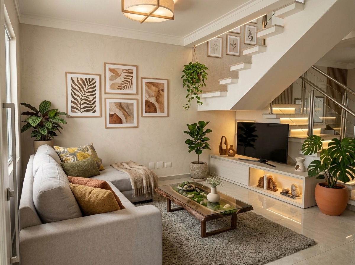 Biophilic Living Room design — interior photo by GenRoom AI