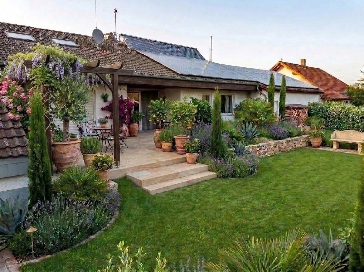 Landscape design in Mediterranean Yard style — Yard by GenRoom AI