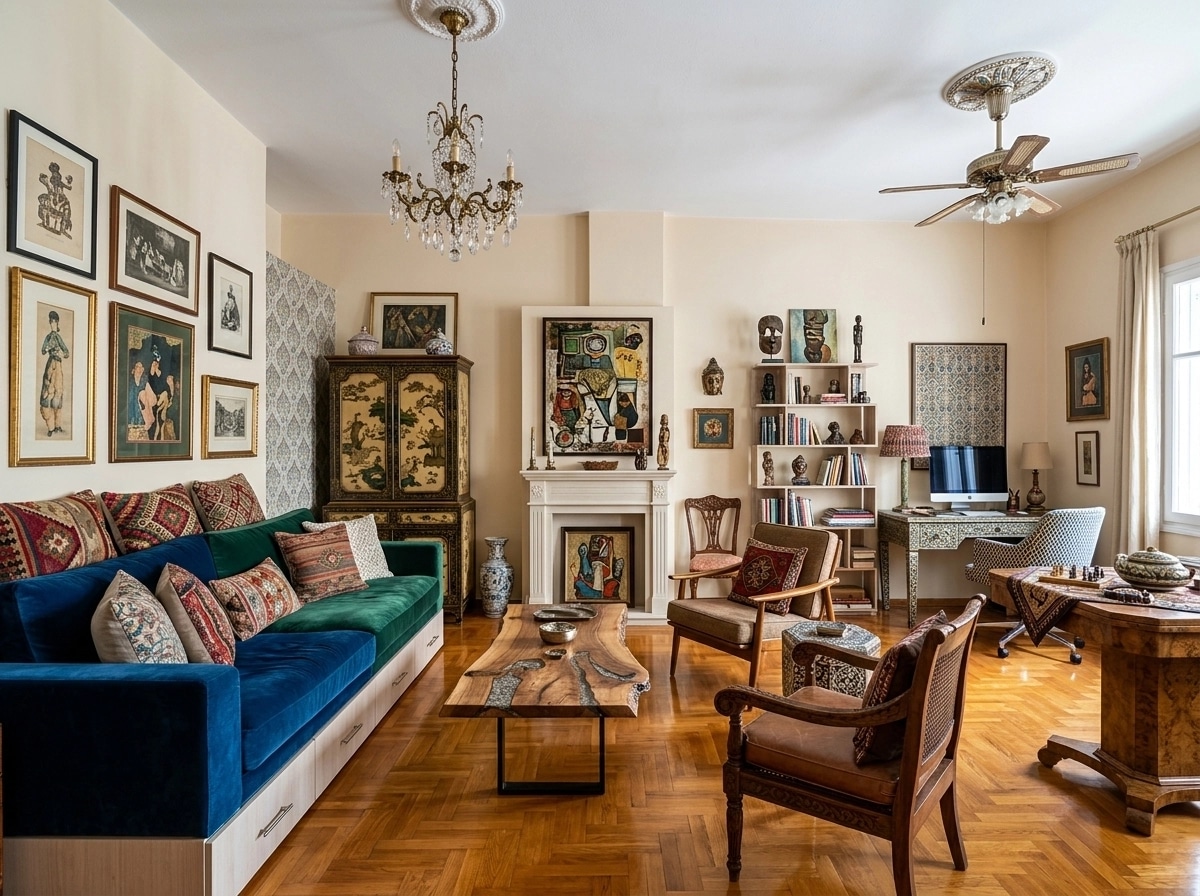 Design d'intérieur en style Eclectic — Salon par GenRoom AI