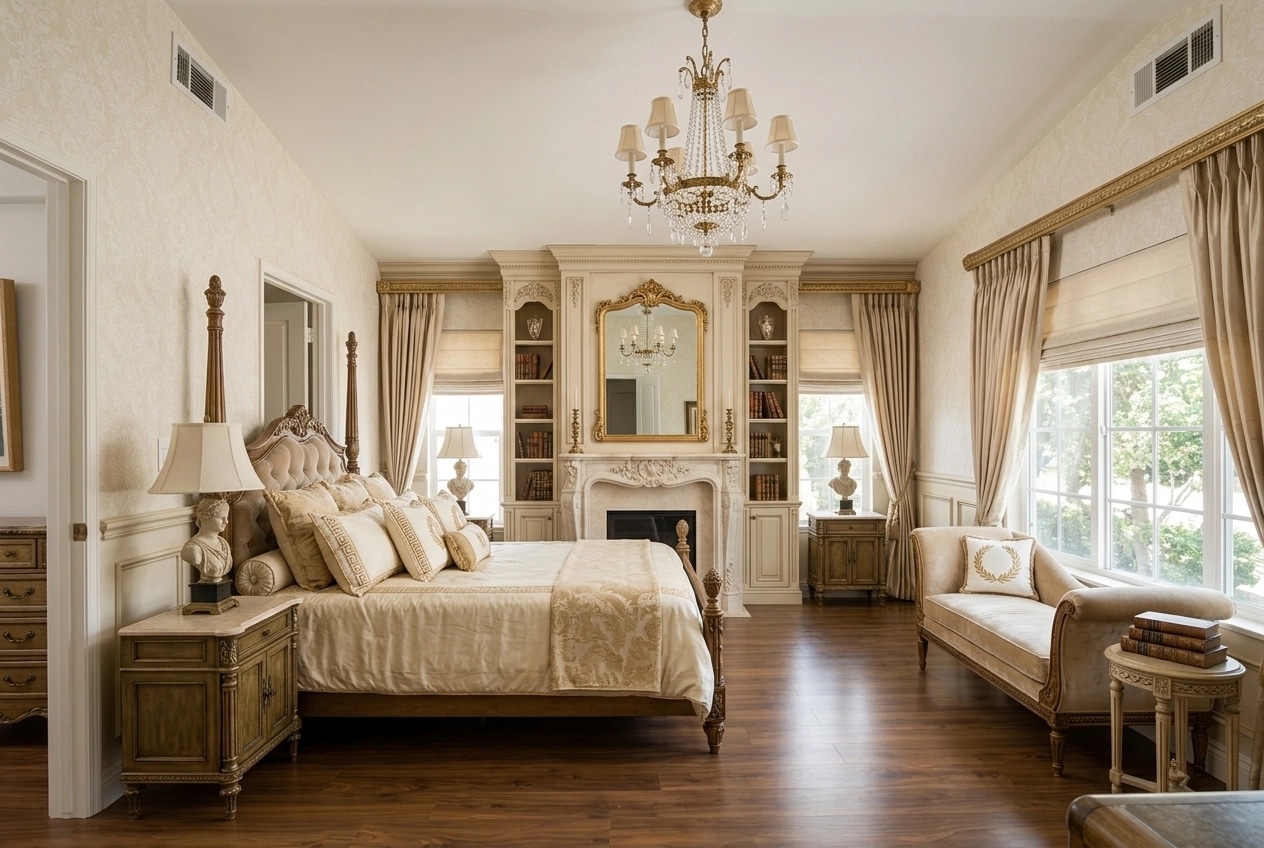 Interior design in Neoclassic style — Bedroom by GenRoom AI