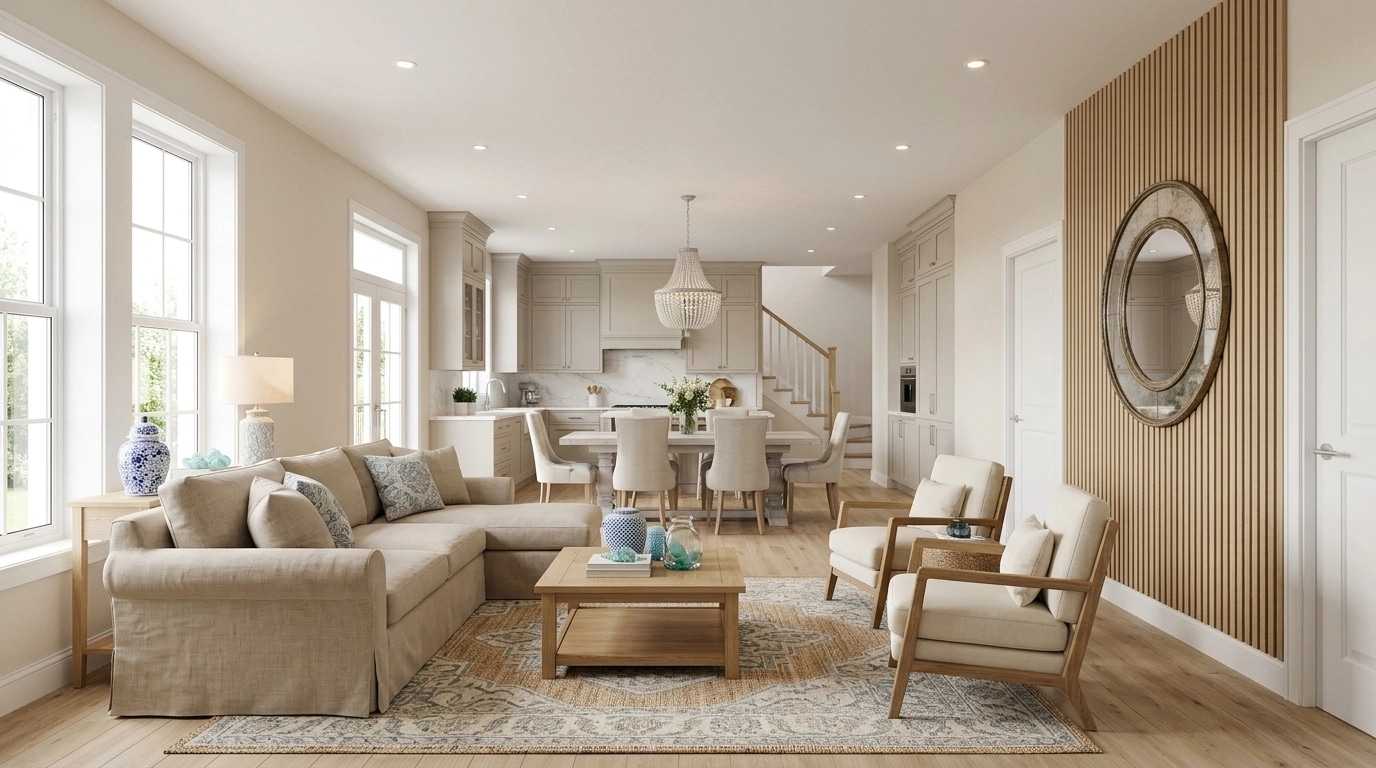 Interior design in Coastal / Hamptons style — Living Room by GenRoom AI