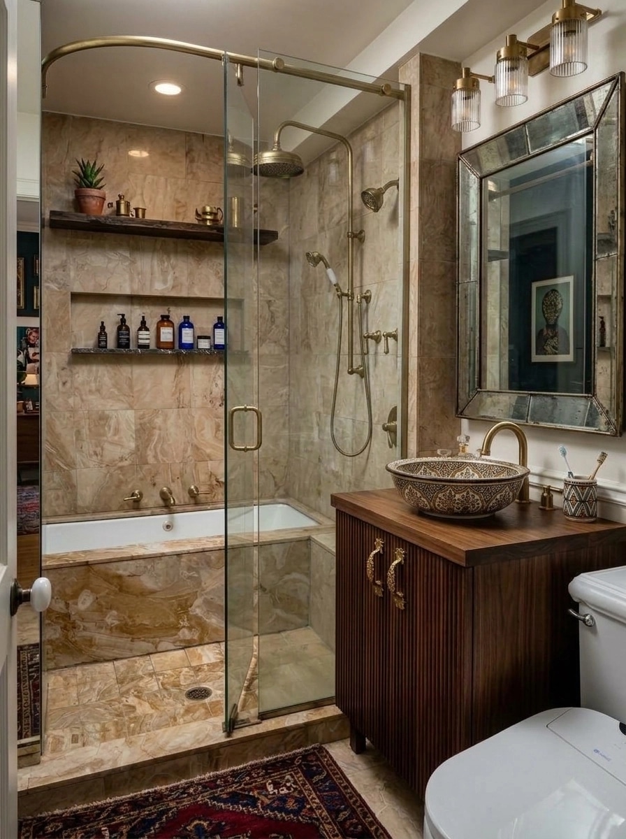 Bathroom interior in Eclectic style — photo by GenRoom AI