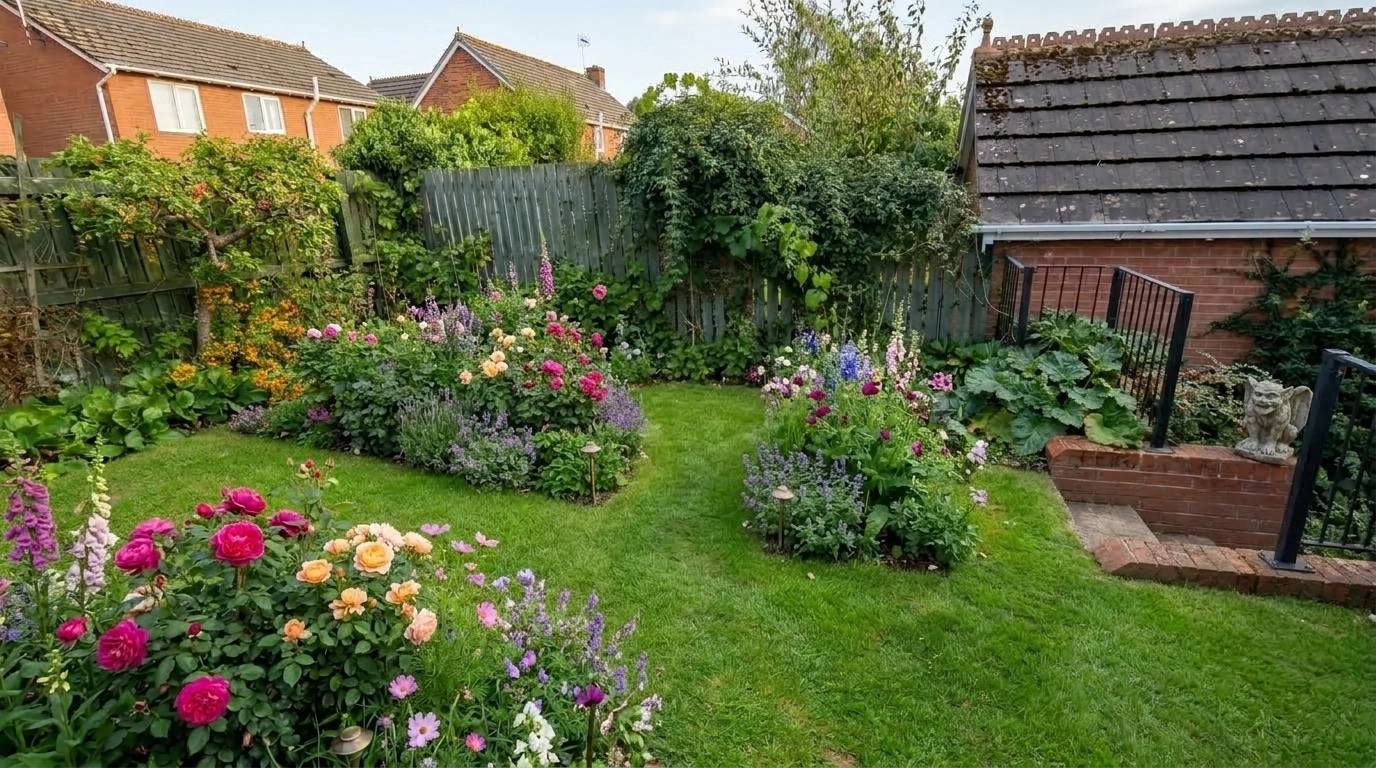 Landskapsdesign i stilen English Cottage Garden — Trädgård av GenRoom AI