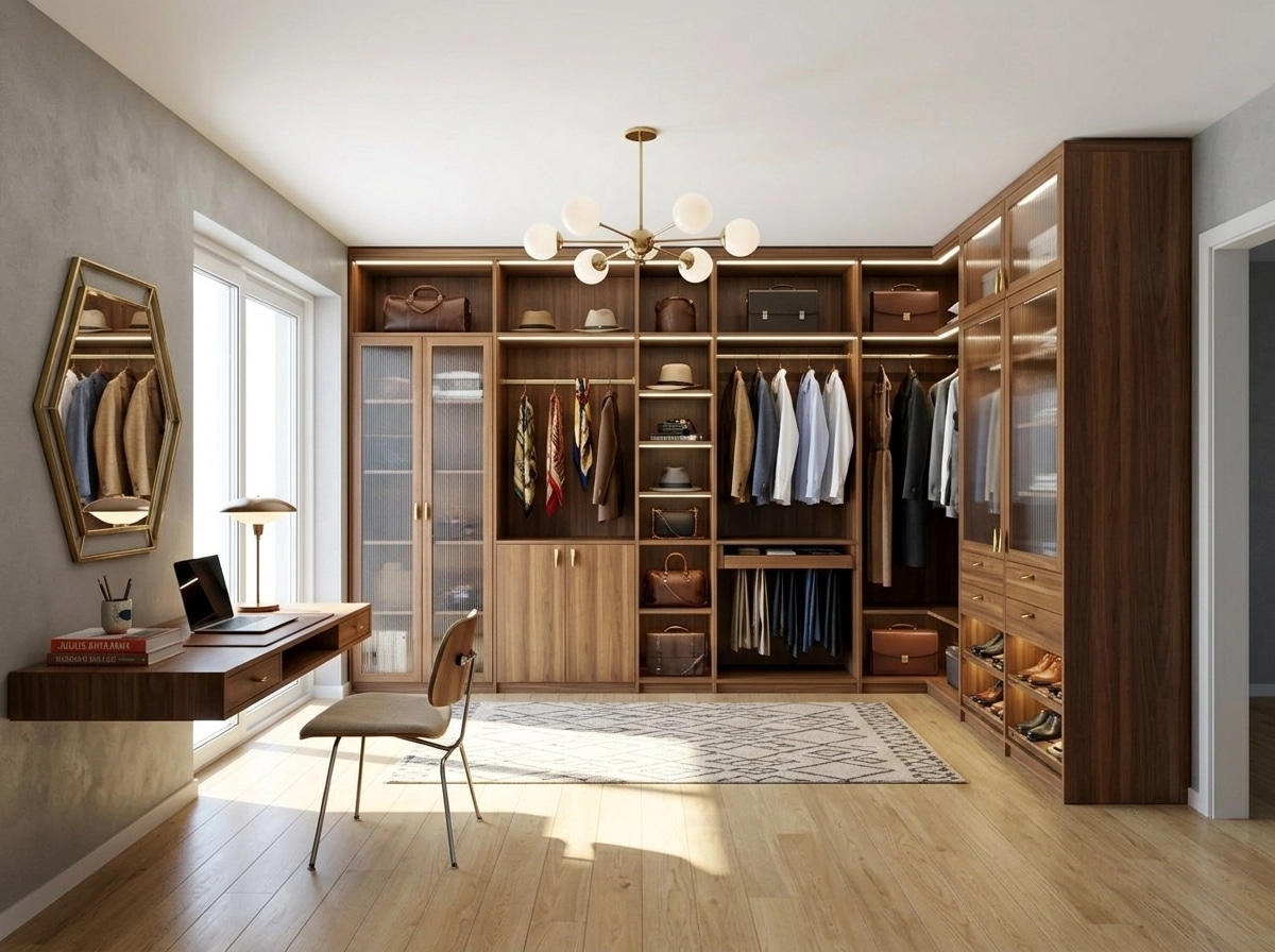 التصميم الداخلي بنمط Mid-Century Modern — wardrobe من GenRoom AI