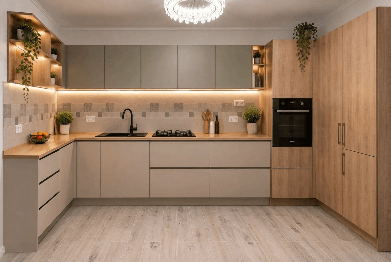 Kitchen interior in Minimalism style — photo by GenRoom AI