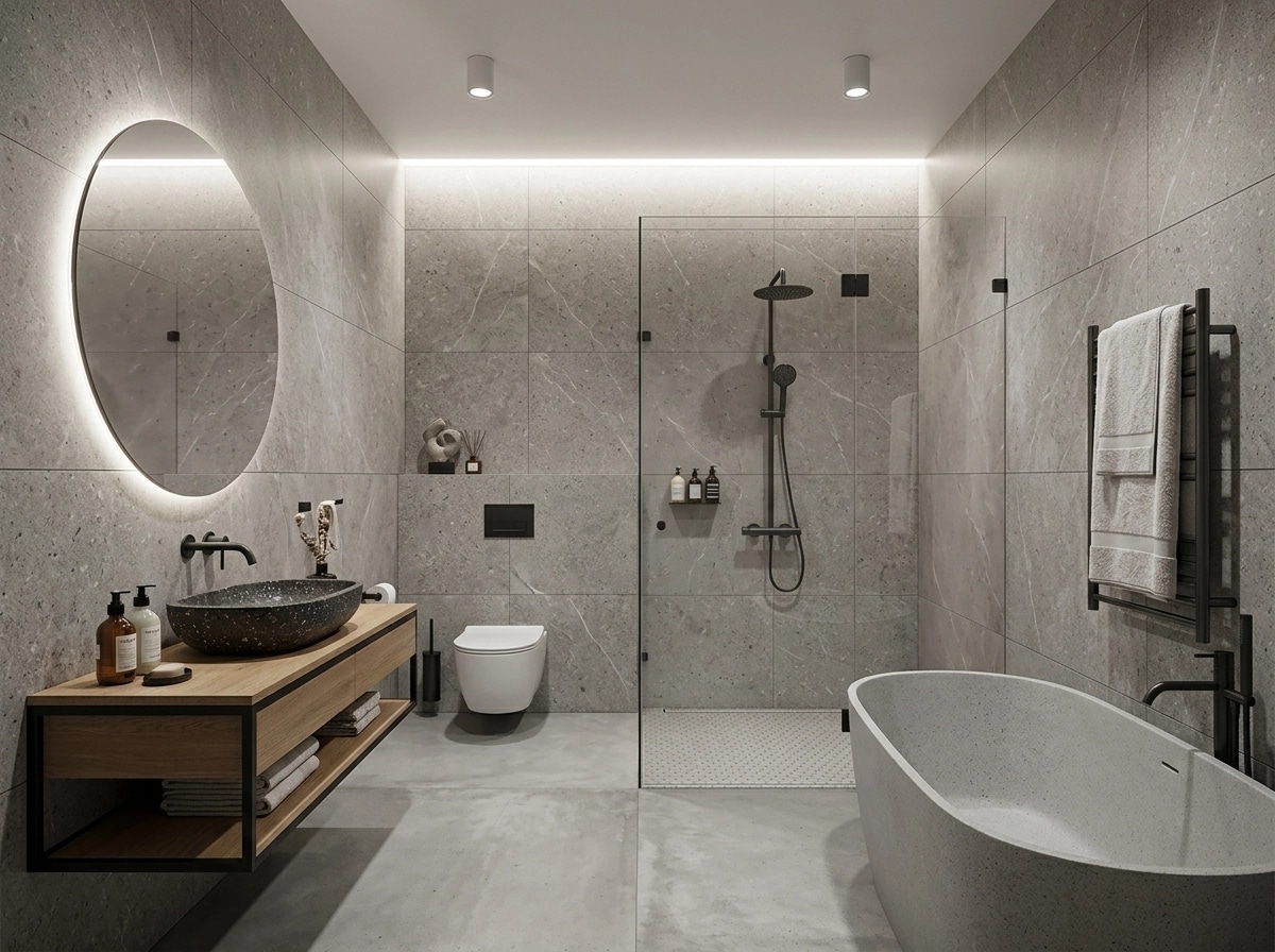 Bathroom interior in Contemporary style — photo by GenRoom AI
