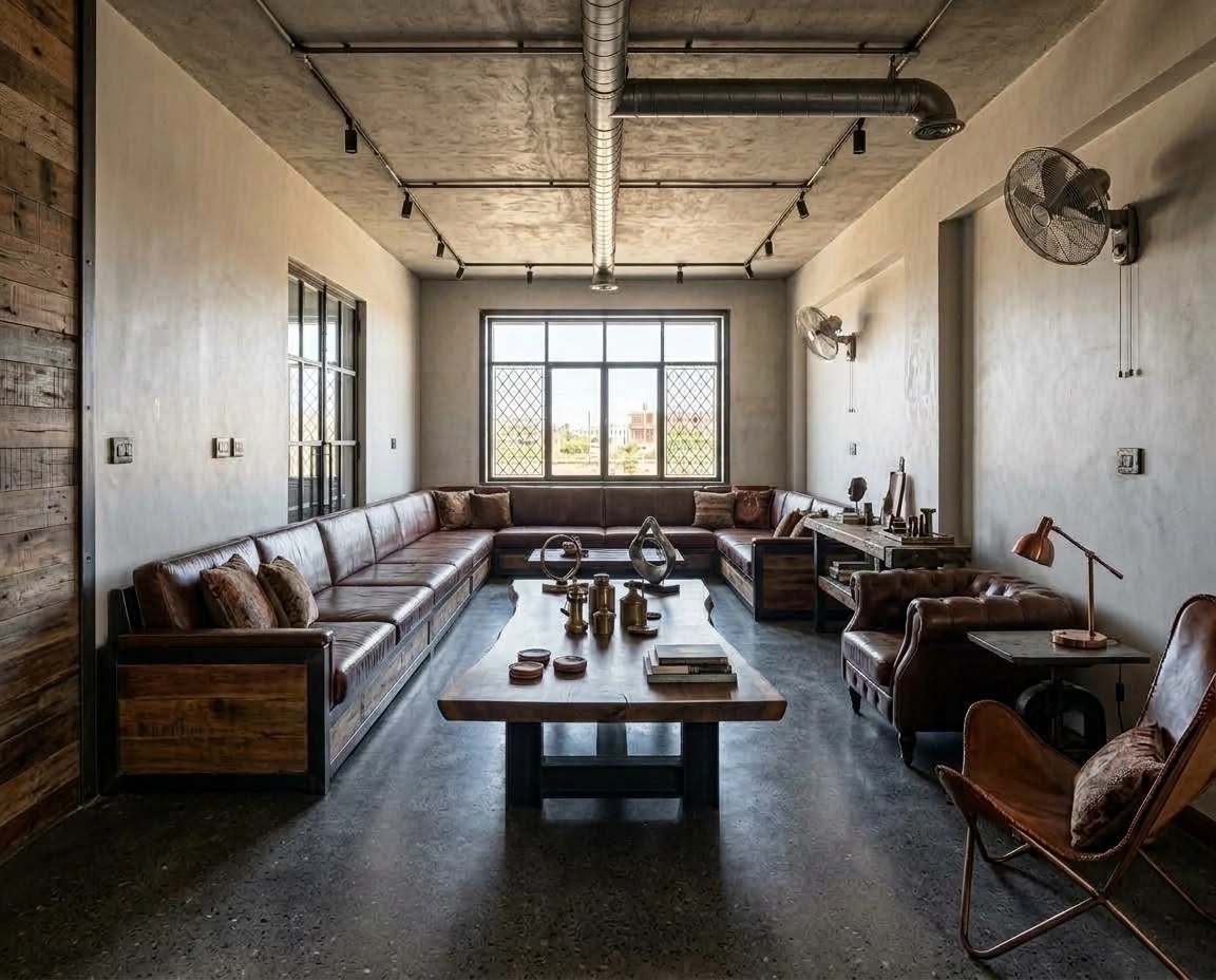 Interior design in Loft / Industrial style — Living Room by GenRoom AI