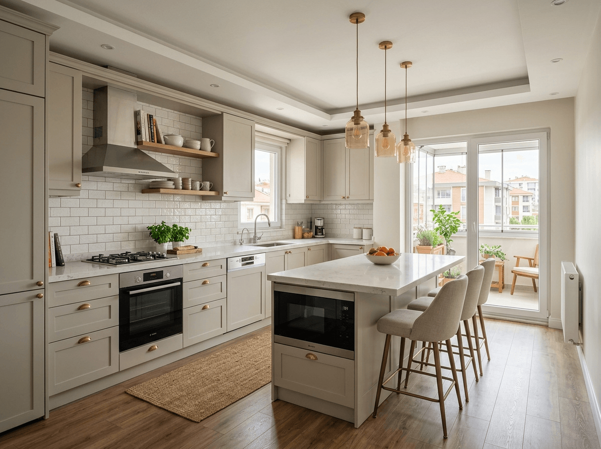 Kitchen interior in Transitional style — photo by GenRoom AI