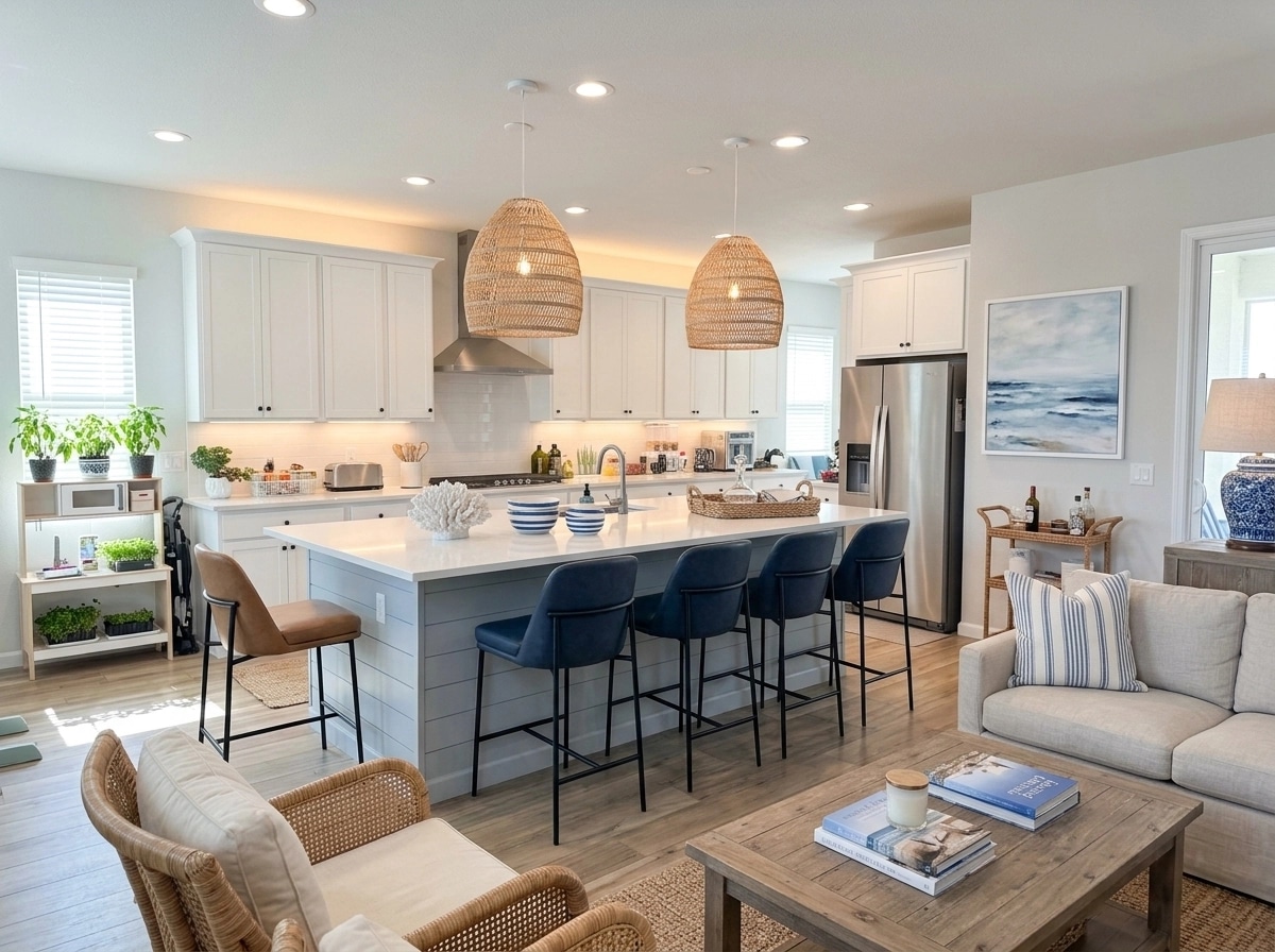 Interior design in Coastal / Hamptons style — Living Room by GenRoom AI