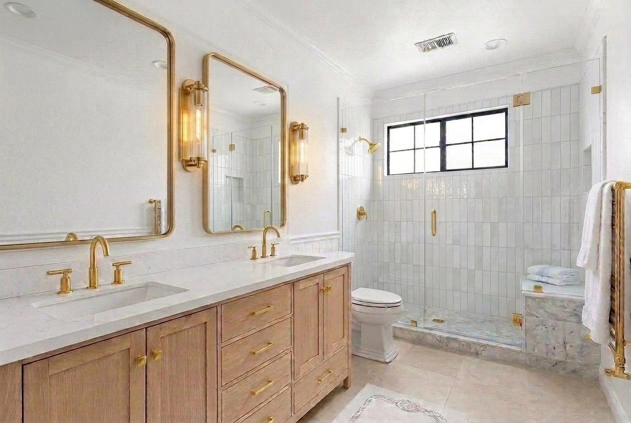 Interior design in Coastal / Hamptons style — Bathroom by GenRoom AI