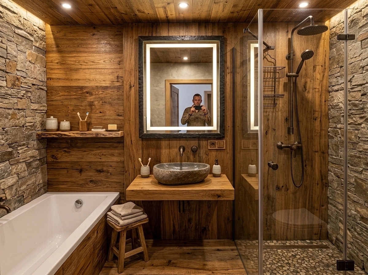 Interior design in Rustic style — Bathroom by GenRoom AI