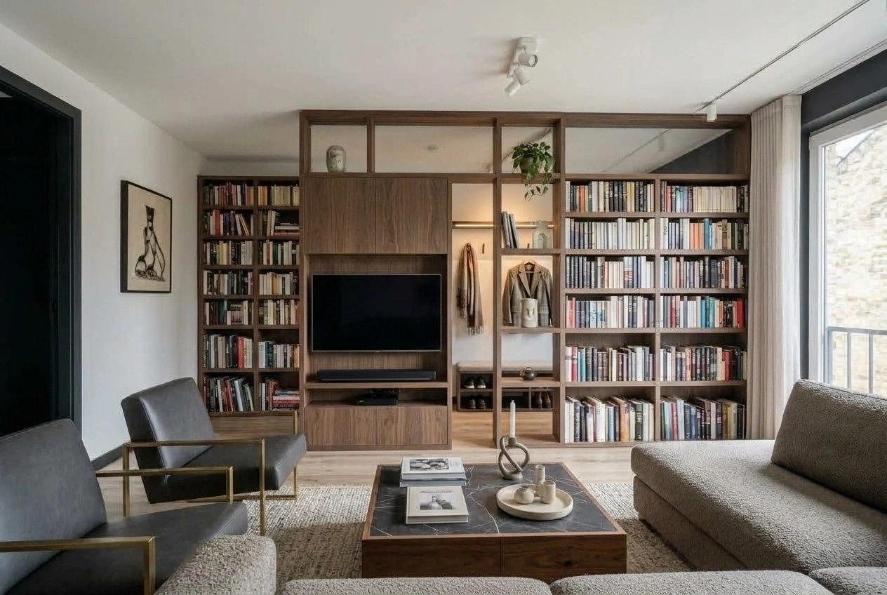 Innenraumdesign im Contemporary-Stil — Wohnzimmer von GenRoom AI