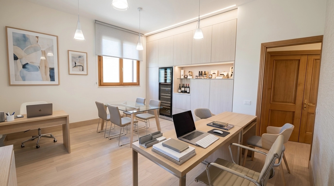 Office interior in Contemporary style — photo by GenRoom AI