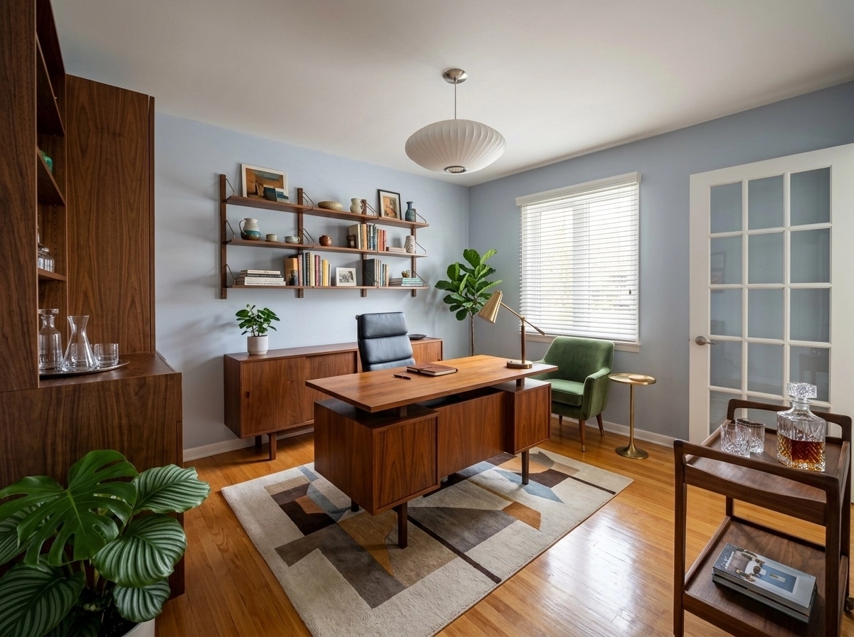 Mid-Century Modern Office design — interior photo by GenRoom AI