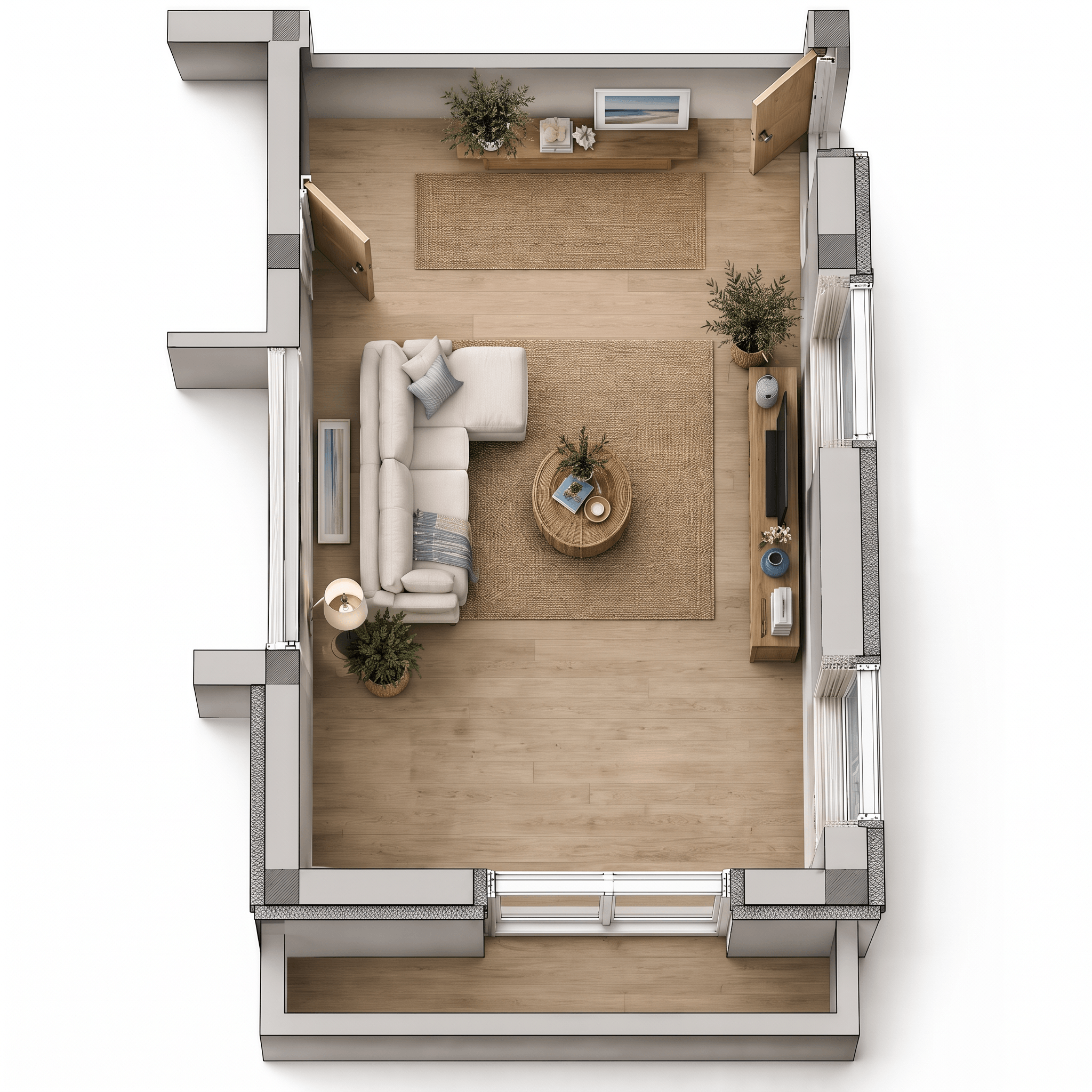 Interior desain di Coastal / Hamptons gaya — Ruang Tamu oleh GenRoom AI