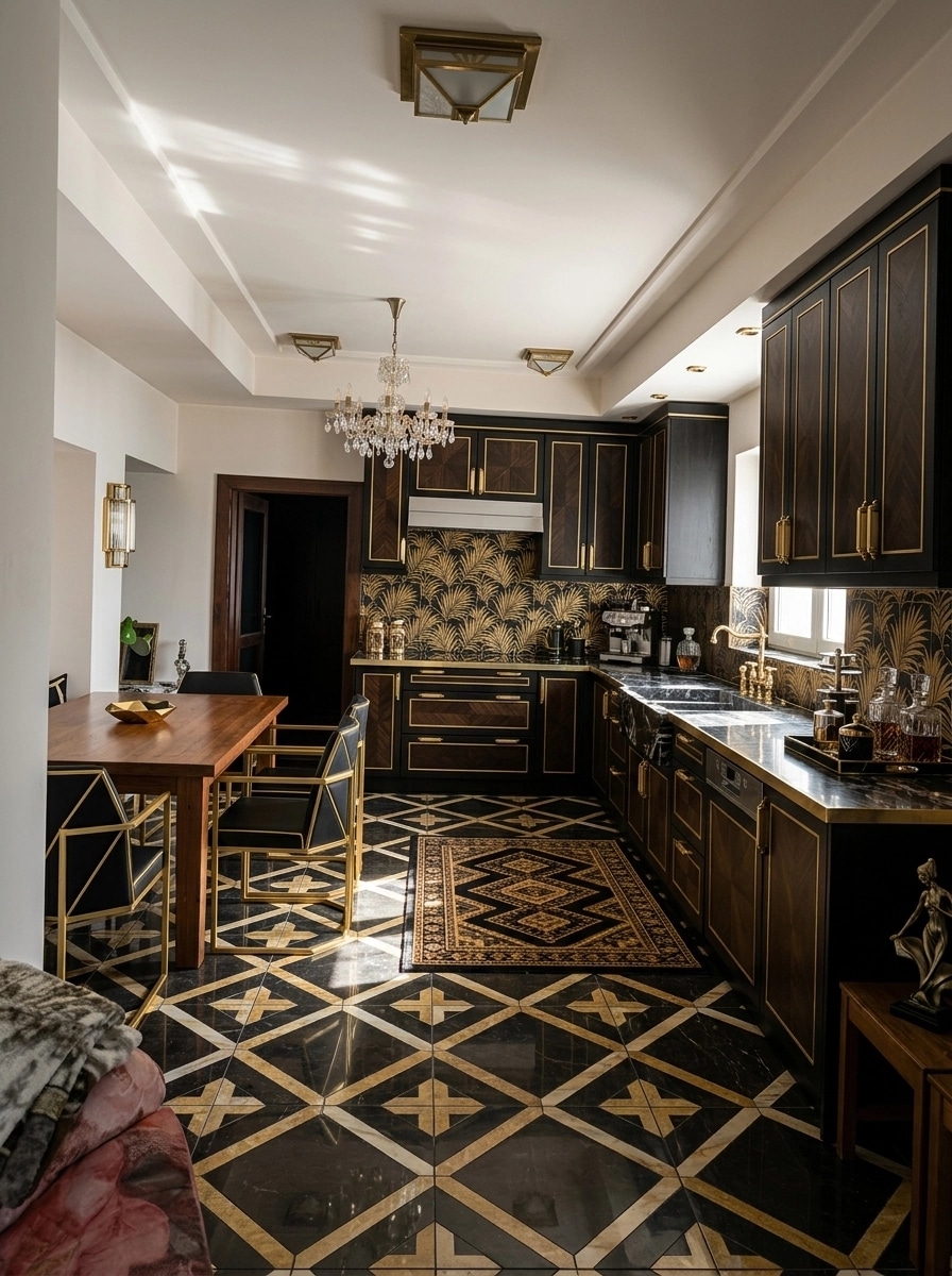 Kitchen interior in Art Deco style — photo by GenRoom AI