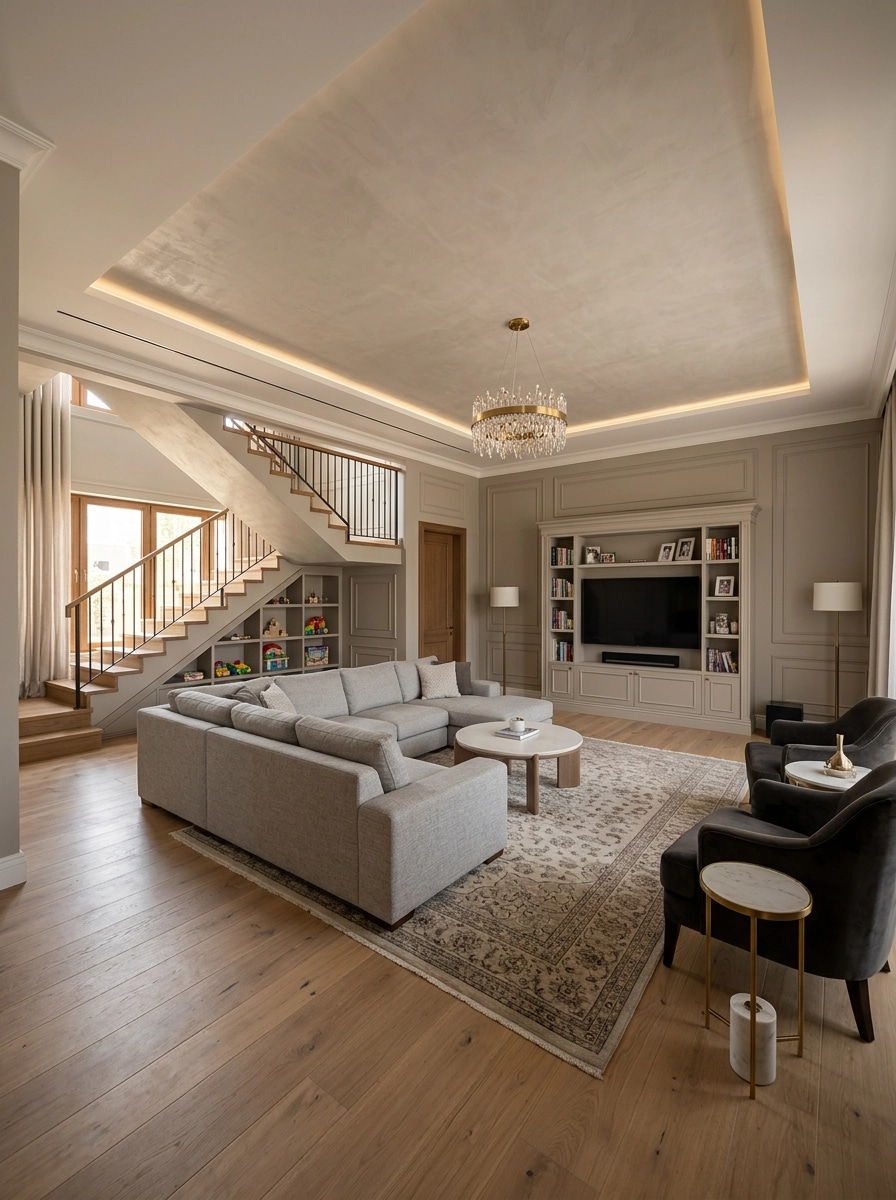 Transitional Ruang Tamu design — interior photo by GenRoom AI