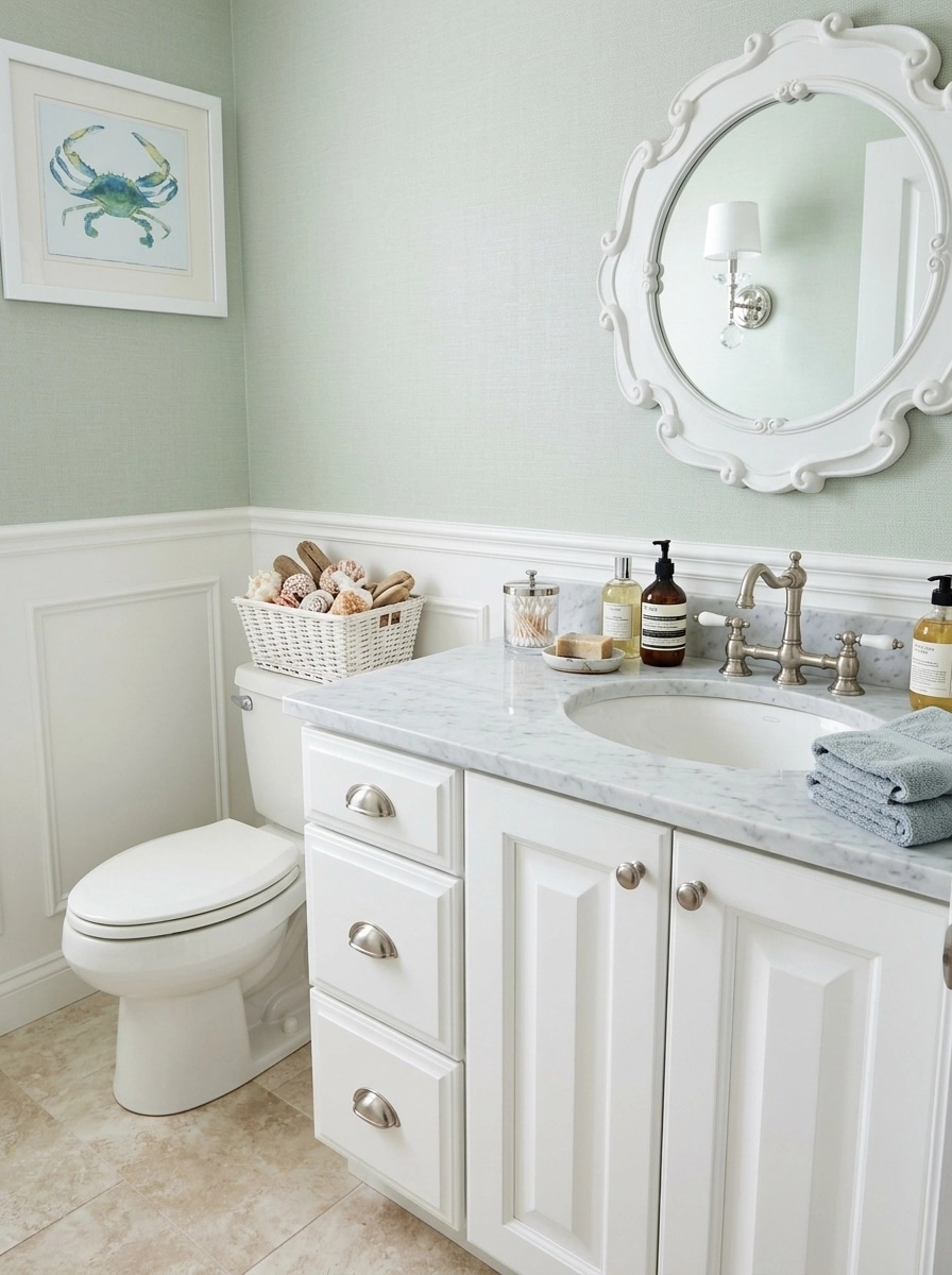 Bathroom interior in Coastal / Hamptons style — photo by GenRoom AI