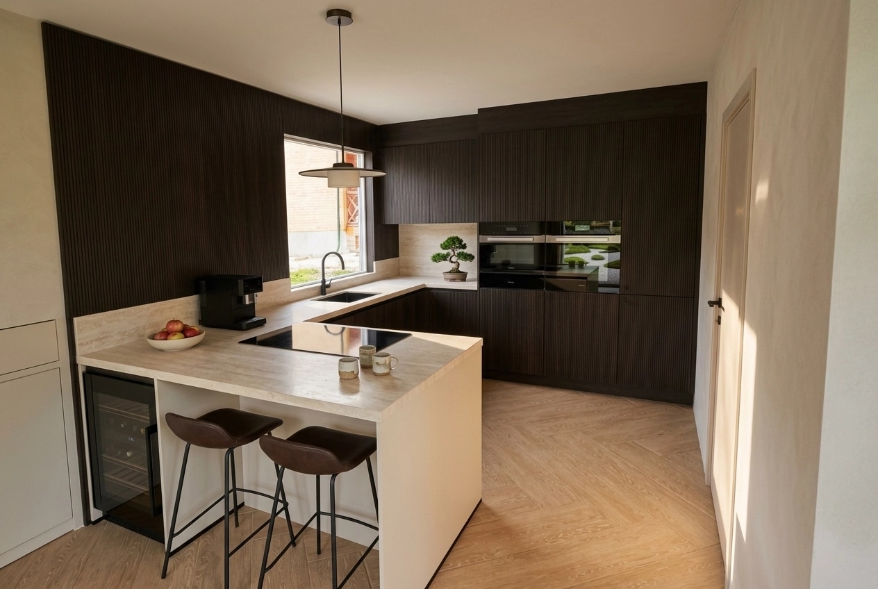 Kitchen interior in Japandi style — photo by GenRoom AI