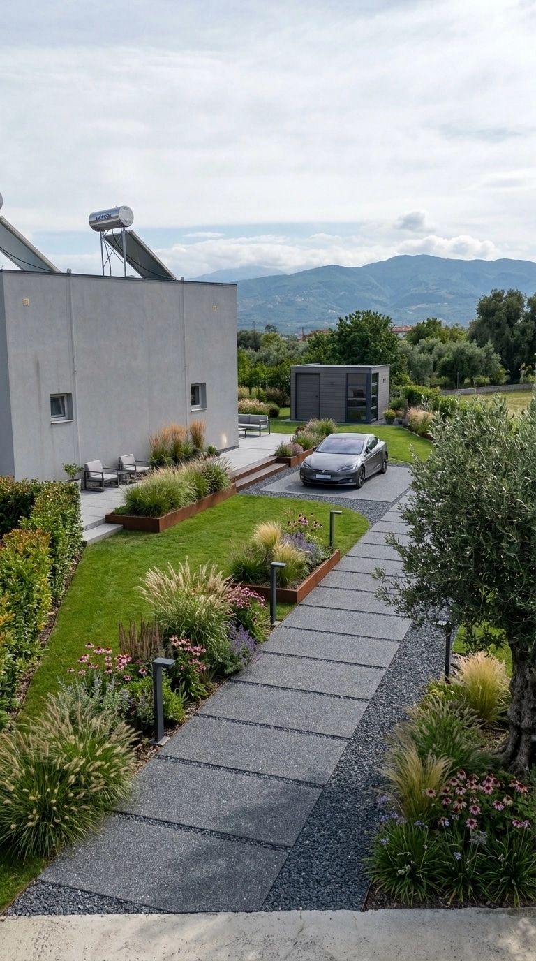 Design paisagístico em estilo Contemporary Yard — Jardim por GenRoom AI