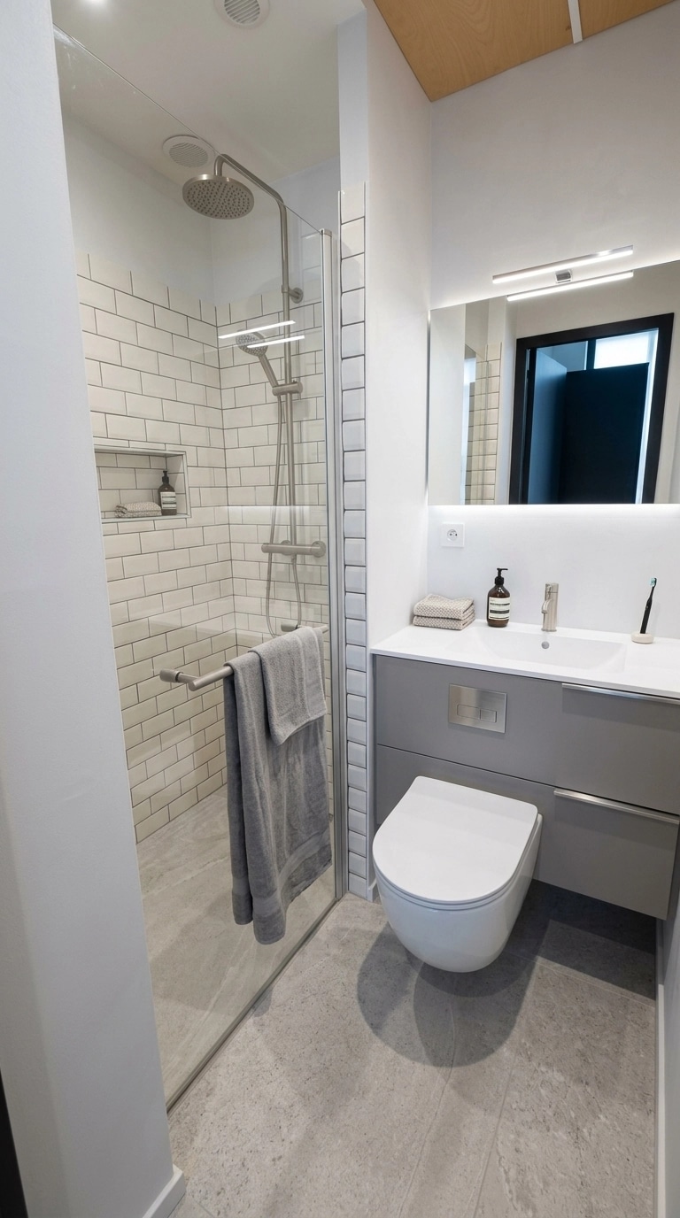 Bathroom interior in Minimalism style — photo by GenRoom AI