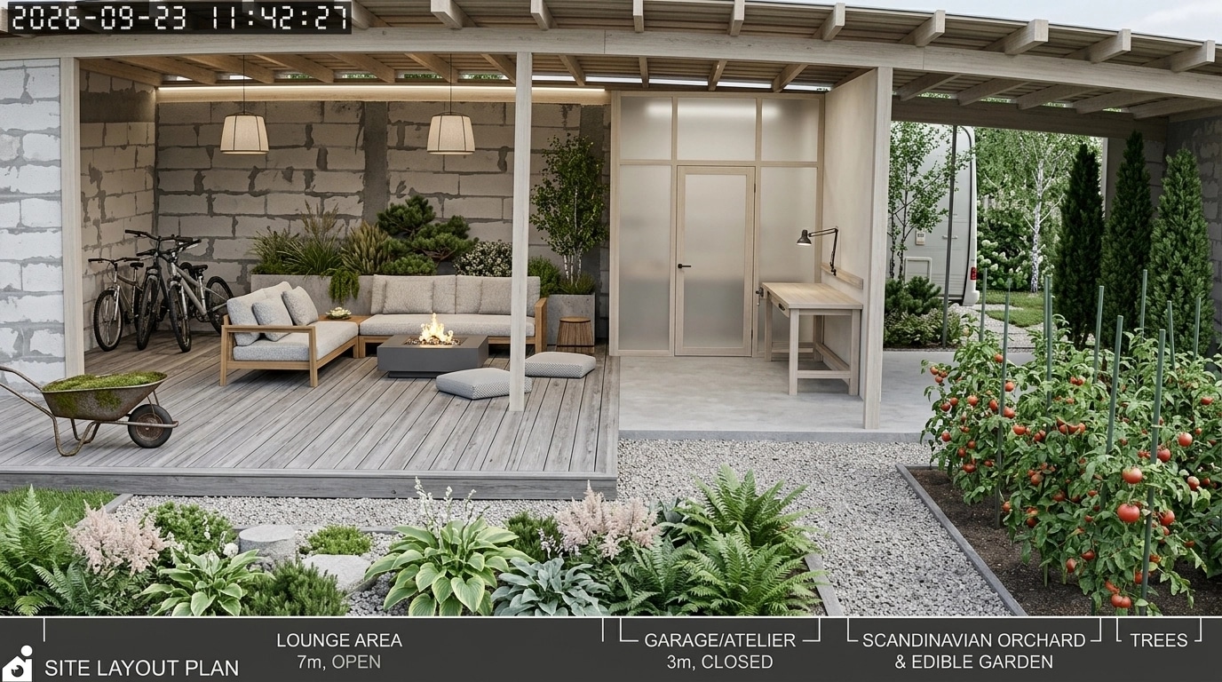 Landscape design in Scandinavian Garden style — Yard by GenRoom AI
