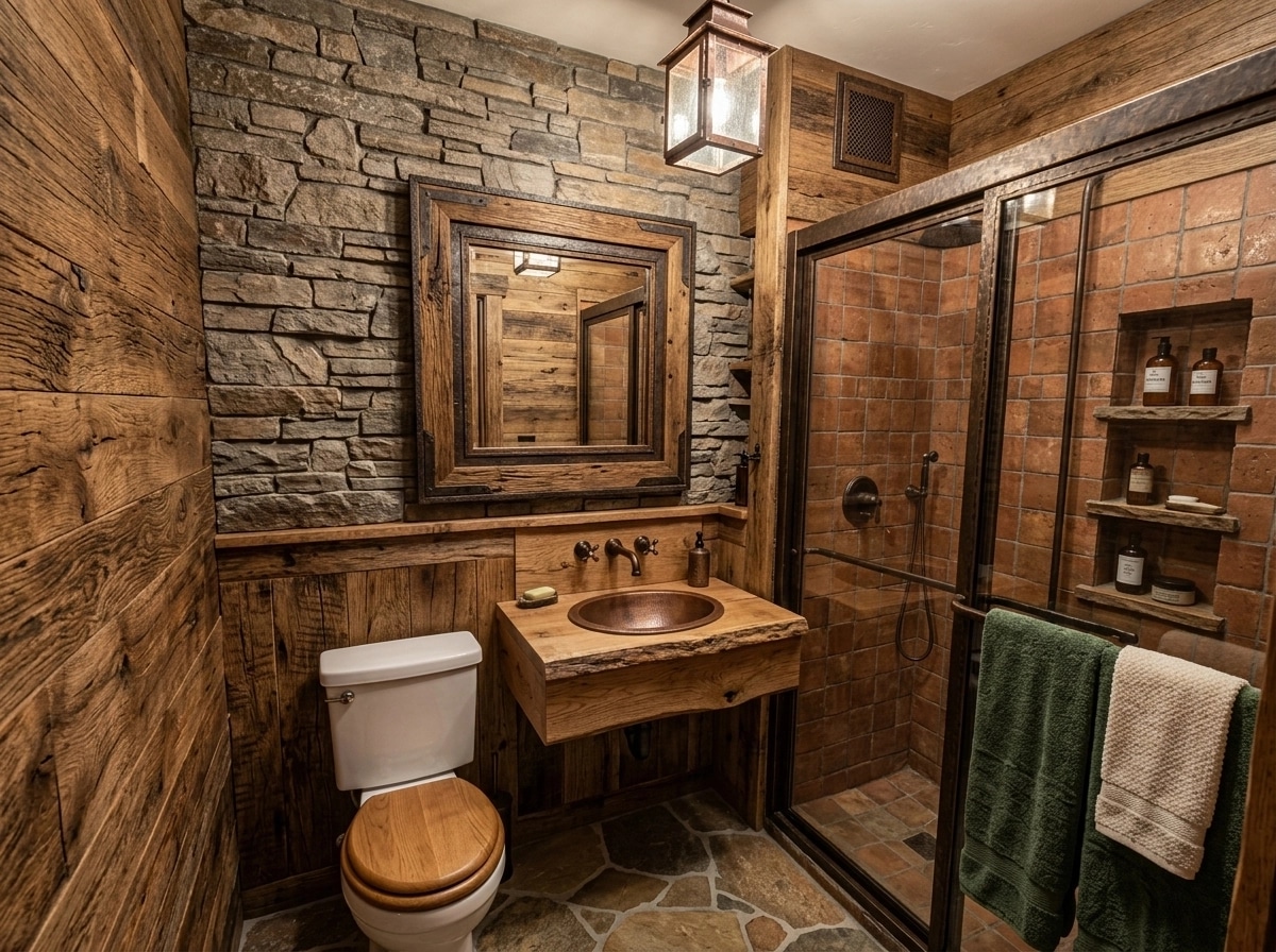 Bathroom interior in Rustic style — photo by GenRoom AI