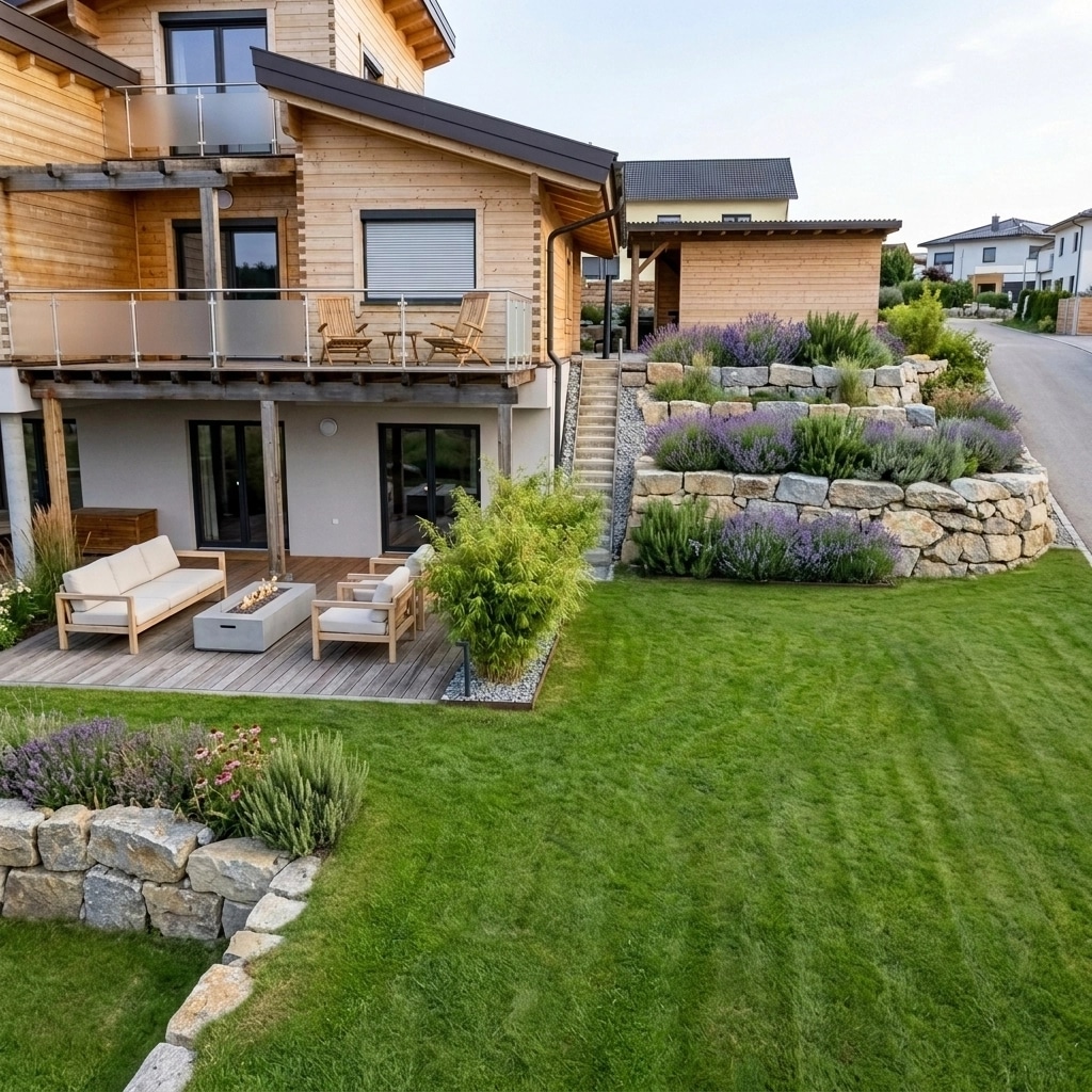 Landscape design in Scandinavian Garden style — Yard by GenRoom AI