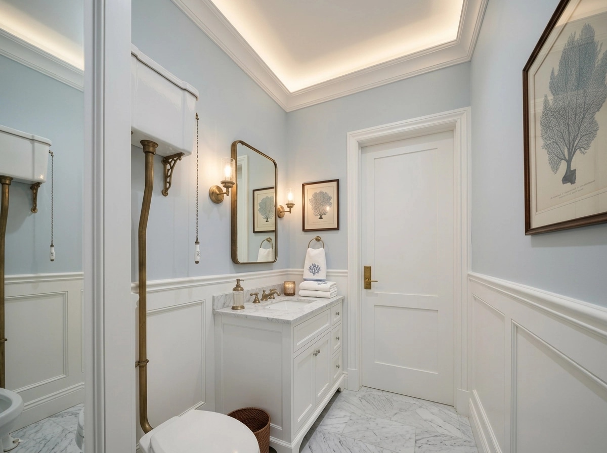 Bathroom interior in Coastal / Hamptons style — photo by GenRoom AI
