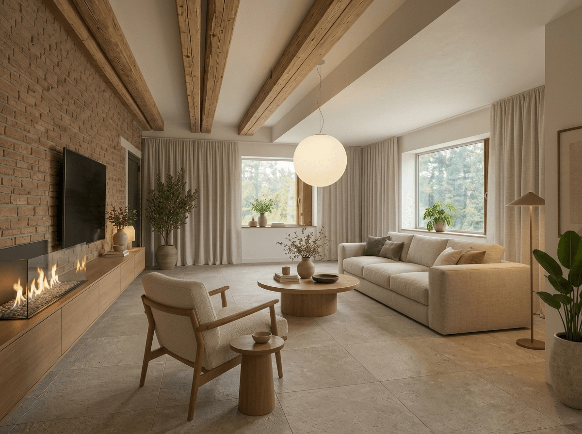 Living Room interior in Japandi style — photo by GenRoom AI