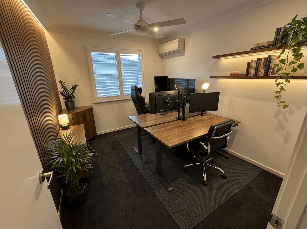 Design d'intérieur en style Blacktec — Bureau par GenRoom AI