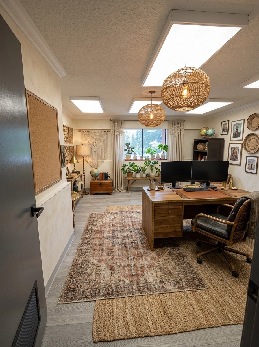 Office interior in Bohemian style — photo by GenRoom AI
