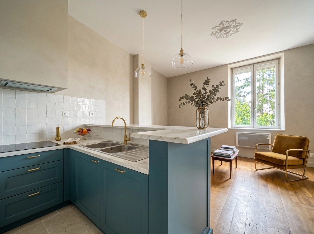 Design de interiores em estilo French Parisian — Cozinha por GenRoom AI