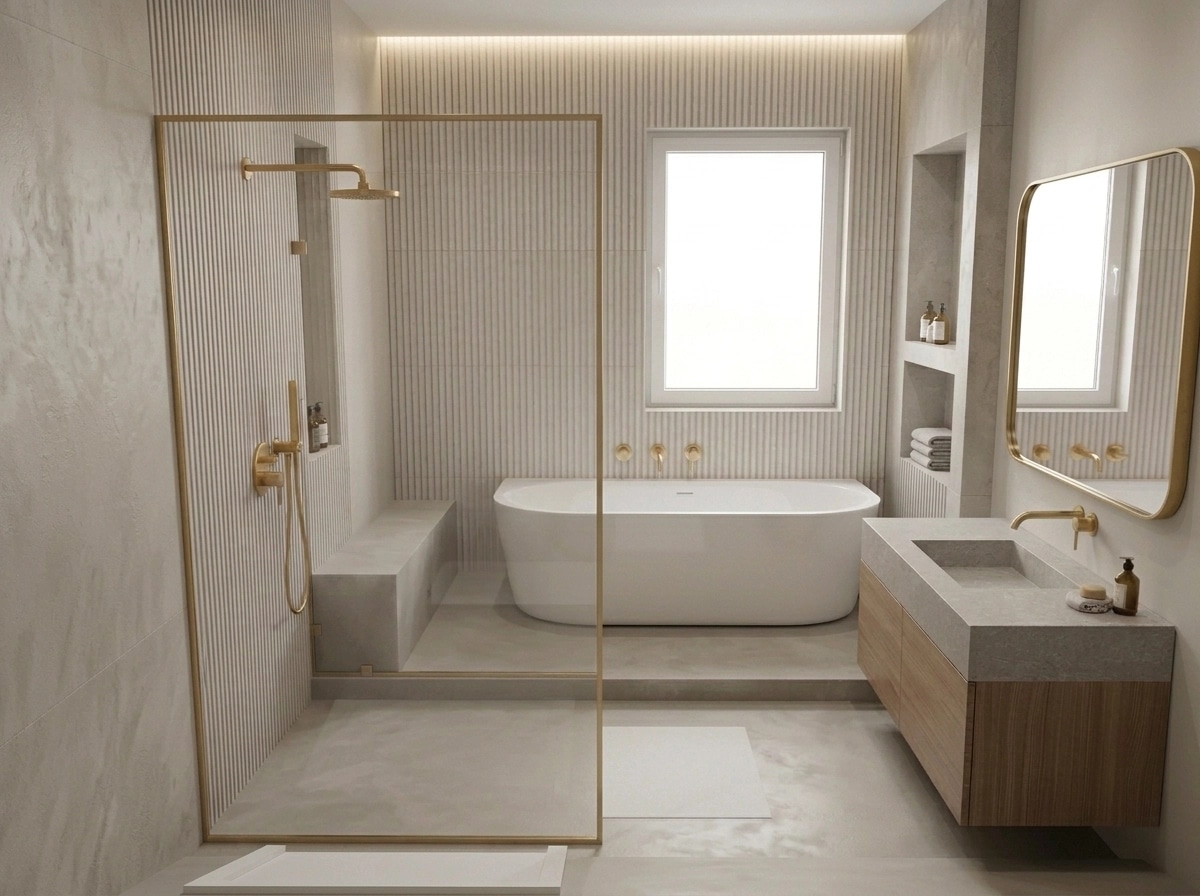 Bathroom interior in Minimalism style — photo by GenRoom AI