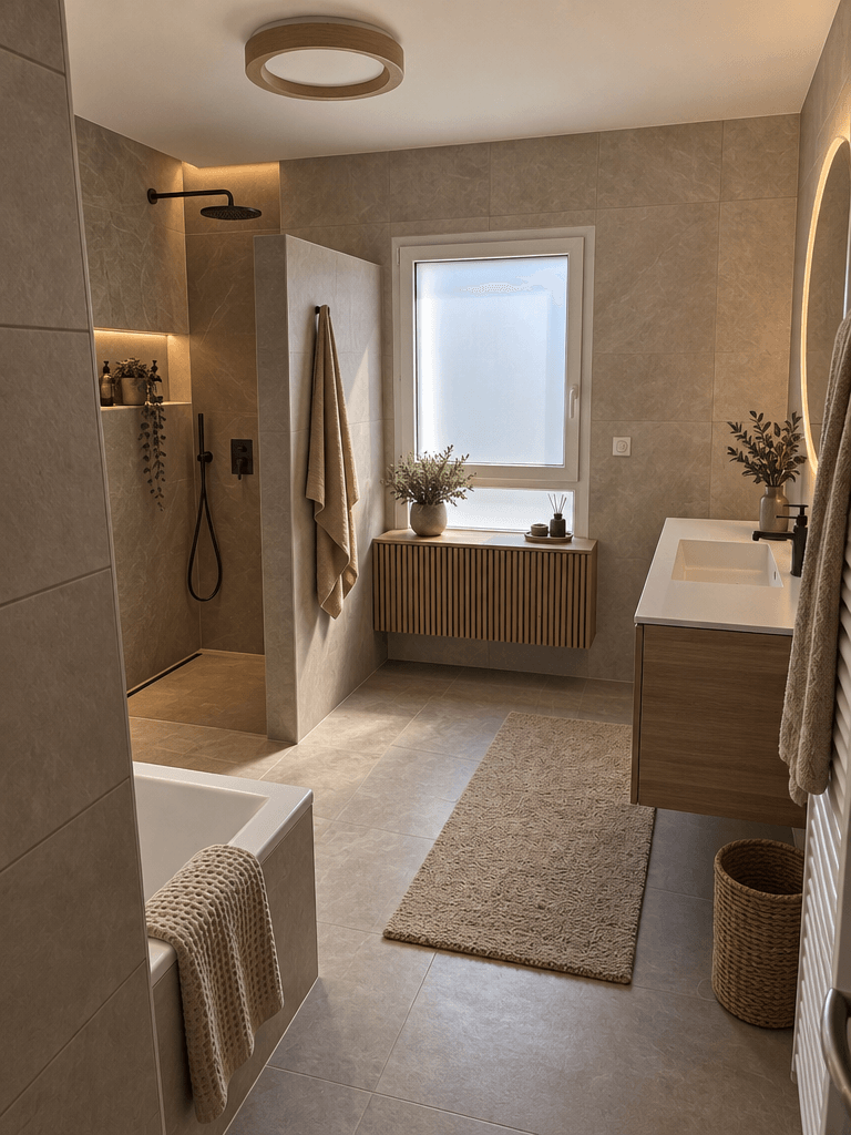 Bathroom interior in Minimalism style — photo by GenRoom AI