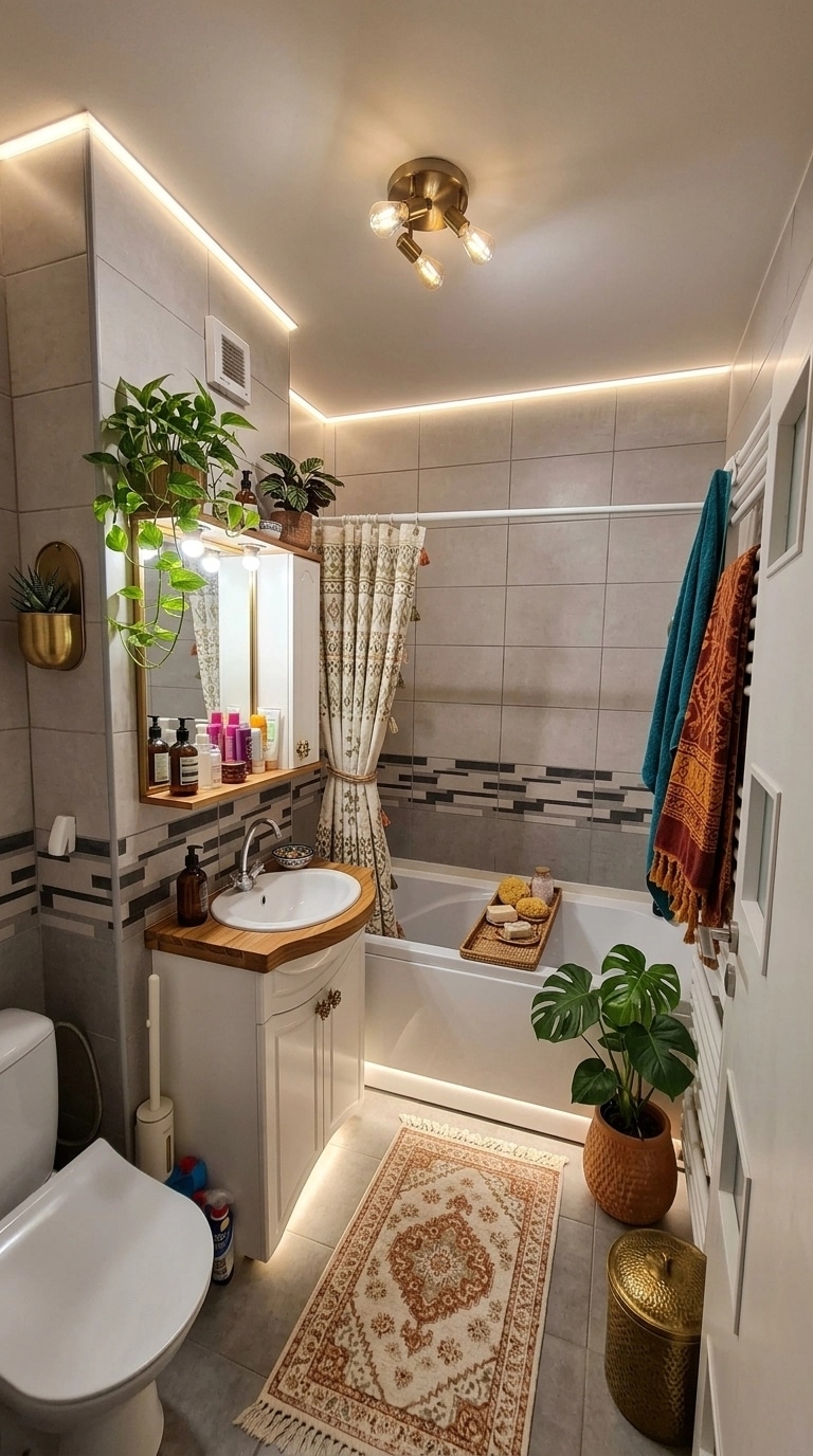 Bathroom interior in Bohemian style — photo by GenRoom AI