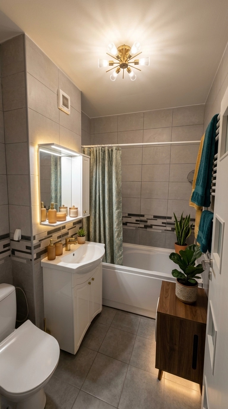 Bathroom interior in Mid-Century Modern style — photo by GenRoom AI