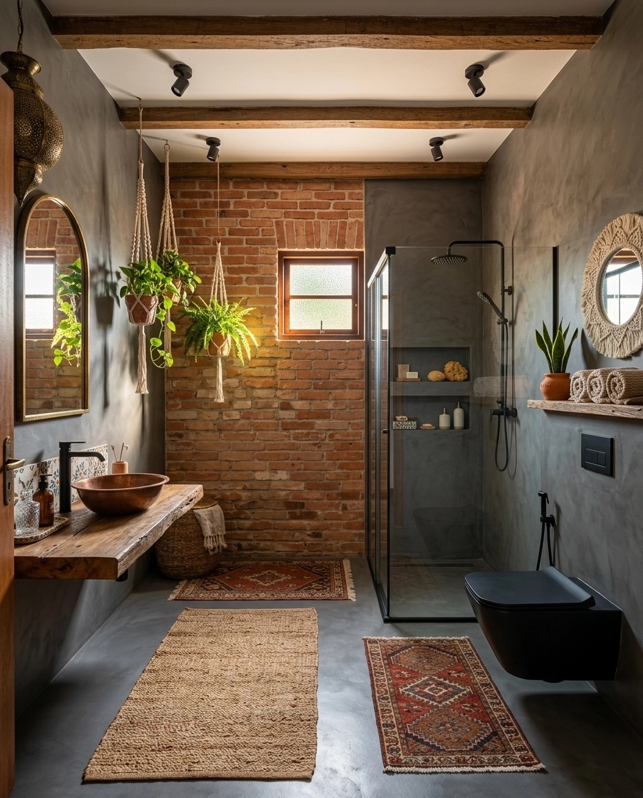 Bathroom interior in Bohemian style — photo by GenRoom AI