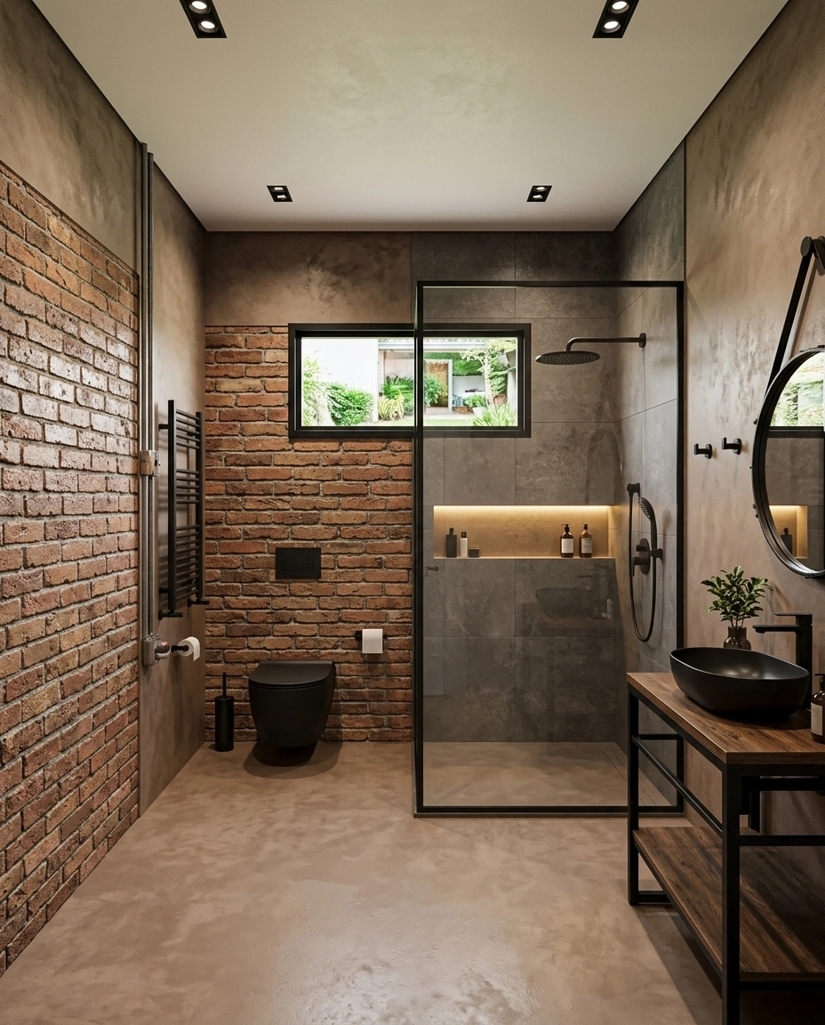 Interior design in Loft / Industrial style — Bathroom by GenRoom AI